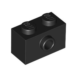 Black Brick, Modified 1 x 2 with Stud on Side with Bottom Stud Holder