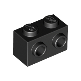 Black Brick, Modified 1 x 2 with Studs on 1 Side