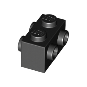 Black Brick, Modified 1 x 2 with Studs on 2 Sides
