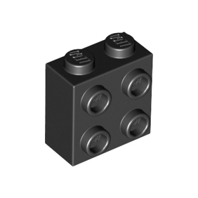 Black Brick, Modified 1 x 2 x 1 2/3 with Studs on Side