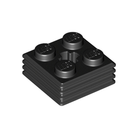 Black Brick, Modified 2 x 2 x 2/3 Ribbed with Axle Hole