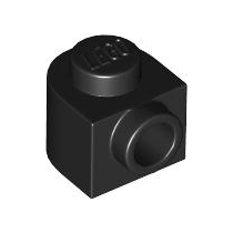 Black Brick, Round 1 x 1 x 2/3 Half Circle Extended with Stud on Side
