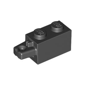 Black Hinge Brick 1 x 2 Locking with 1 Finger Horizontal End