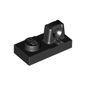 Black Hinge Plate 1 x 2 Locking with 1 Finger on Top