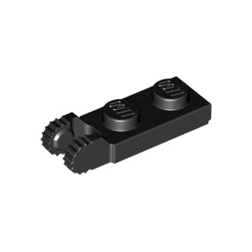 Black Hinge Plate 1 x 2 Locking with 2 Fingers on End
