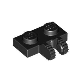 Black Hinge Plate 1 x 2 Locking with 2 Fingers on Side