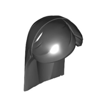 Black Minifigure, Hair Long Straight with Headband