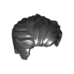 Black Minifigure, Hair Swept Left Tousled with Slight Widow's Peak and Short Sideburns