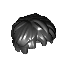 Black Minifigure, Hair Thick and Messy