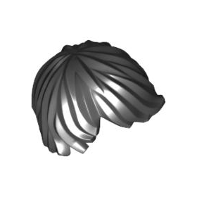 Black Minifigure, Hair Tousled with Side Part