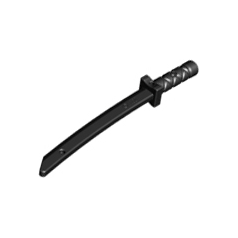Black Minifigure, Weapon Sword, Shamshir / Katana Square Guard with Capped Pommel and Holes in Crossguard and Blade