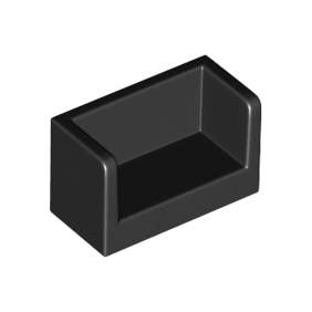 Black Panel 1 x 2 x 1 with Rounded Corners and 2 Sides