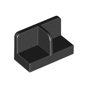 Black Panel 1 x 2 x 1 with Rounded Corners and Center Divider