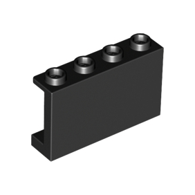 Black Panel 1 x 4 x 2 with Side Supports - Hollow Studs
