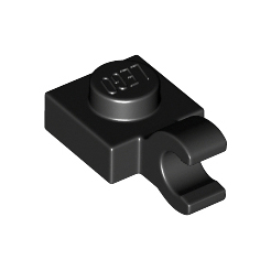 Black Plate, Modified 1 x 1 with Open O Clip Horizontal Grip