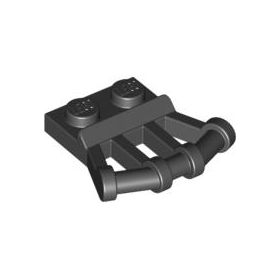 Black Plate, Modified 1 x 2 with Angled Bar Handles on Side
