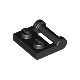 Black Plate, Modified 1 x 2 with Bar Handle on Side - Closed Ends