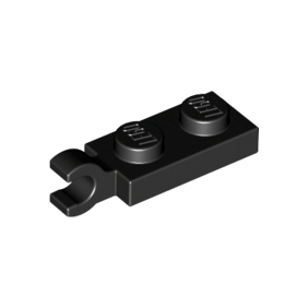 Black Plate, Modified 1 x 2 with Clip on End Horizontal Grip