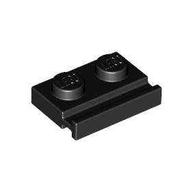 Black Plate, Modified 1 x 2 with Door Rail