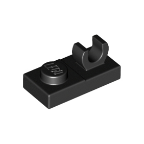 Black Plate, Modified 1 x 2 with Open O Clip on Top