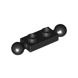 Black Plate, Modified 1 x 2 with Tow Ball on Ends
