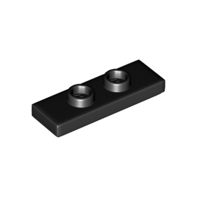Black Plate, Modified 1 x 3 with 2 Studs Double Jumper