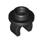 Black Plate, Round 1 x 1 with Clip on Bottom