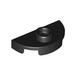 Black Plate, Round 1 x 2 Half with 1 Stud Jumper