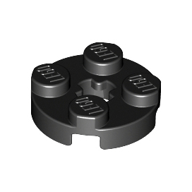 Black Plate, Round 2 x 2 with Axle Hole