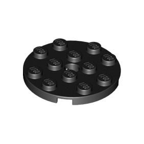 Black Plate, Round 4 x 4 with Hole