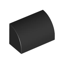 Black Slope, Curved 1 x 2 with Bottom Stud Holder