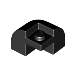 Black Slope, Curved 2 x 2 x 1 1/3 Corner Round with Recessed Stud