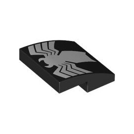 Black Slope, Curved 2 x 2 x 2/3 with White Spider Pattern