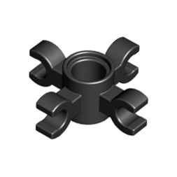 Black Technic, Pin Connector Round with 4 Clips Horizontal Grip