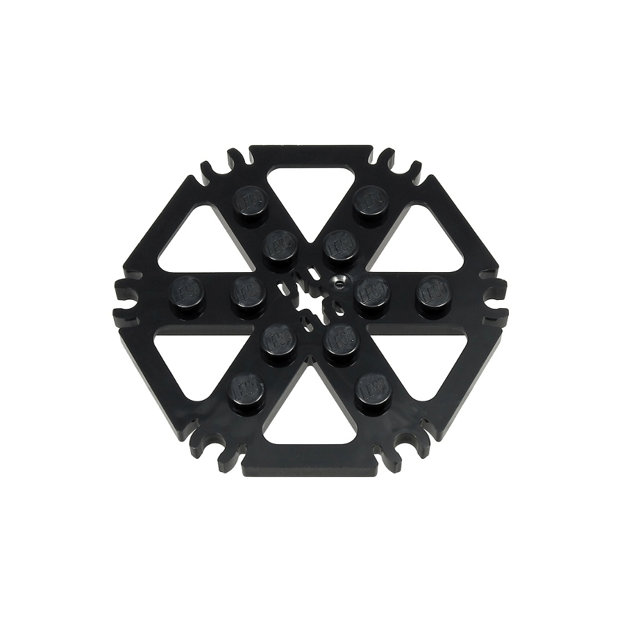 Black Technic, Plate Rotor 6 Blade with Clip Ends Connected Water Wheel - Solid Studs