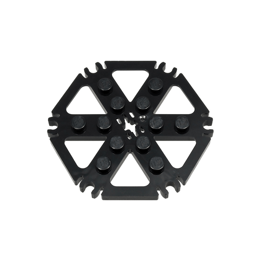 Black Technic, Plate Rotor 6 Blade with Clip Ends Connected Water Wheel - Solid Studs
