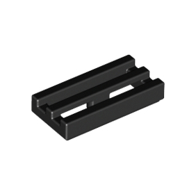Black Tile, Modified 1 x 2 Grille with Bottom Groove