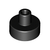 Black Tile, Round 1 x 1 with Bar and Pin Holder
