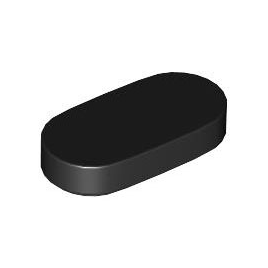 Black Tile, Round 1 x 2 Oval