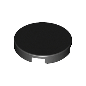 Black Tile, Round 2 x 2 with Bottom Stud Holder