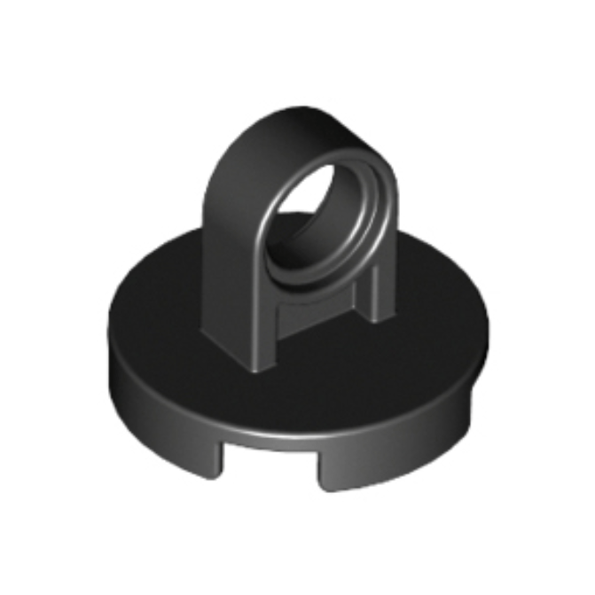 Black Tile, Round 2 x 2 with Lifting Ring Thick and Bottom Stud Holder