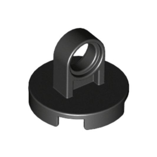 Black Tile, Round 2 x 2 with Lifting Ring Thick and Bottom Stud Holder