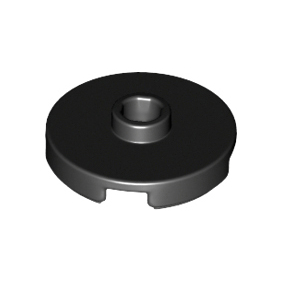 Black Tile, Round 2 x 2 with Open Stud