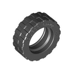 Black Tire 17.5mm D. x 6mm with Shallow Staggered Treads - Band Around Center of Tread