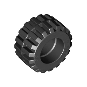 Black Tire 21mm D. x 12mm - Offset Tread Small Wide, Band Around Center of Tread