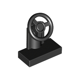 Black Vehicle, Steering Stand 1 x 2 with Black Steering Wheel