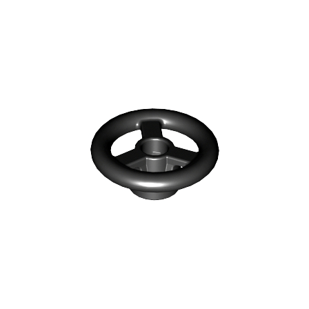 Black Vehicle, Steering Wheel Small, 2 Studs Diameter