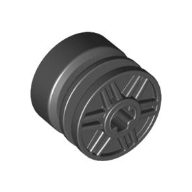 Black Wheel 18mm D. x 14mm with Axle Hole, Fake Bolts and Shallow Spokes