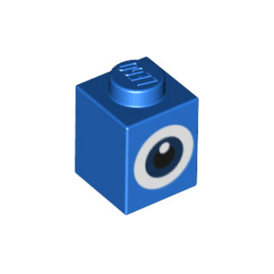 Blue Brick 1 x 1 with Dark Blue and White Eye with Black Pupil Pattern Super Mario Penguin