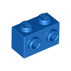 Blue Brick, Modified 1 x 2 with Studs on 1 Side